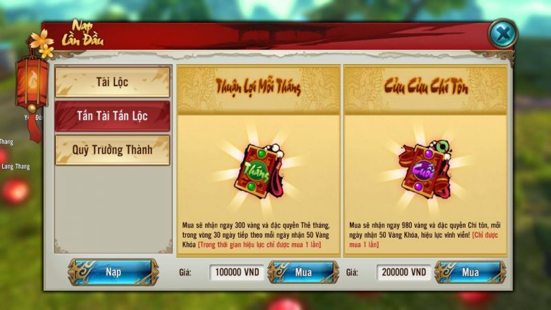 [Hướng Dẫn] Hệ Thống Thẻ Tháng, Chí Tôn & Qũy Trưởng Thành - Tru Tiên 3D
